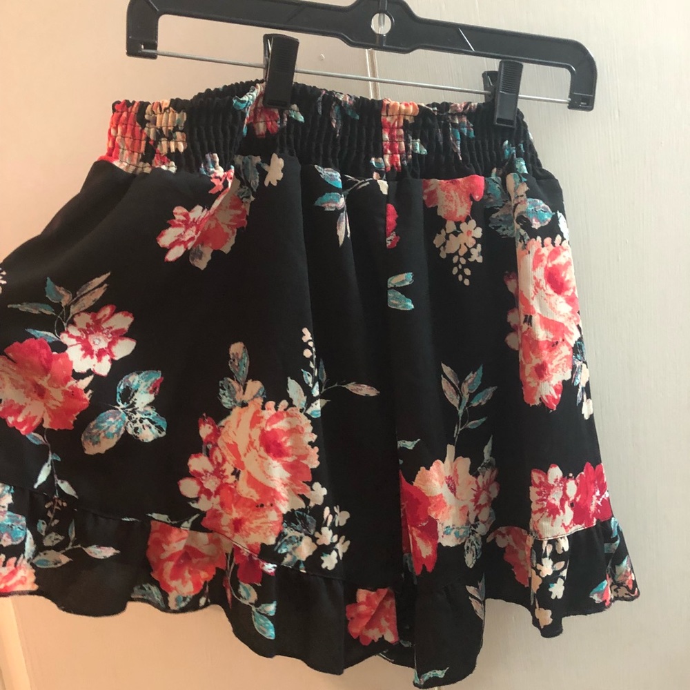 Black floral shorts